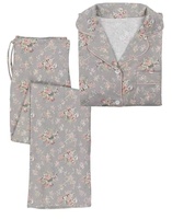 Set Piyama Wanita Bahan Flanel Lengan Panjang Kancing Depan dan Celana