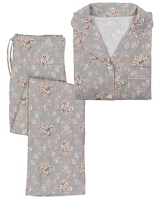 Set <span class=keywords><strong>pigiama</strong></span> da <span class=keywords><strong>donna</strong></span> in flanella <span class=keywords><strong>a</strong></span> maniche lunghe con bottoni sul davanti e pantalone - Product Image 2