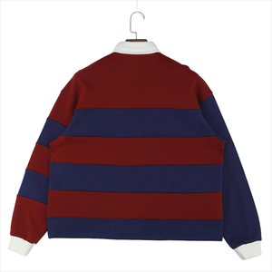 Polo de Punto a Rayas de Manga Larga para Hombre, Diseño Casual con Bloques de Color, Cuello Blanco, Patrón Rojo y Azul - Product Image 2