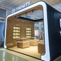 Stand d'exposition modulaire facile à assembler, cadre personnalisé, stand d'exposition moderne en bois pour la présentation de bijoux avec éclairage LED