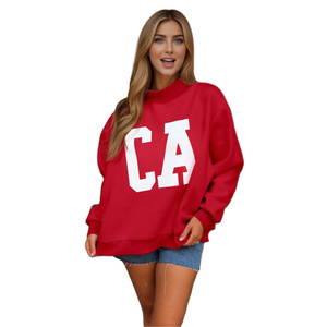 Sudadera de gran tamaño de lana de algodón 100% para mujer, cuello simulado, ajuste holgado, ropa de calle totalmente personalizable, sudaderas para mujer - Product Image 1