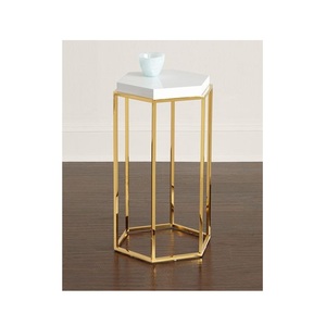 Table basse tendance en métal doré avec dessus en marbre granit Meubles de salle à manger de luxe Table d'extrémité en métal à un prix abordable - Product Image 6