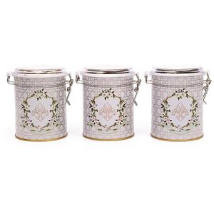 Ensemble de boîtes rondes en métal (lot de 3) Fermoir en fil métallique de 90x100mm de diamètre et couvercle transparent Design Rosy Rosy - Product Image 1