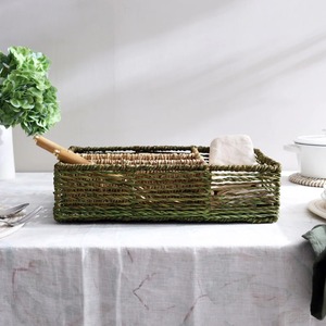 Organisateur sectionnel en jonc de mer - Panier de rangement artisanal olive, vente en gros, écologique, fabriqué au Vietnam - Product Image 4