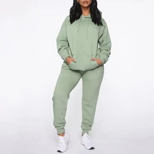 Fabricant d'équipement d'origine Vente en gros Personnalisable Survêtement en coton pour femmes Pantalon de jogging à capuche Pantalon de survêtement Ensemble pull Pantalon de survêtement Costume de motard d'hiver avec logo - Product Image 2
