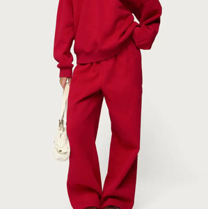 Pantalons de survêtement décontractés pour femmes, couleur unie, respirants, à cordon de serrage, surdimensionnés, 100% coton - Product Image 6