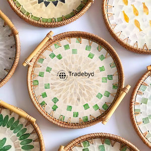 Plateau de service mobile en rotin moderne de qualité supérieure fait à la main élégant Décoration d'intérieur multifonctionnelle Organisateur Tradebyd - Product Image 6