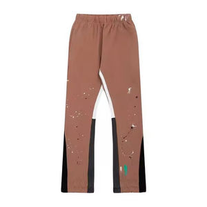 Custom Baggy Loose Streetwear Men's Cotton Dripped DTG Sticker Trouser Pants Jogger Sweat Flared Men's Pants Washed - Product Image 5