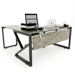 SFKC003-Escritorio Esquinero en Forma de L de Estilo Contemporáneo con Patas de Hierro Estilo K Hechas de Madera de Caucho - Product Image 3