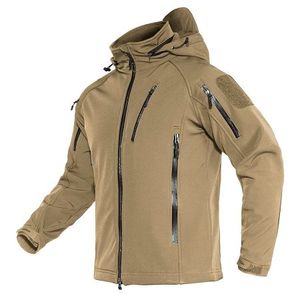 Chaqueta térmica de invierno para hombre, impermeable, de bolsillo con cremallera a prueba de viento con lona, cuello levantado, rompevientos para entrenamiento, esquí, senderismo - Product Image 3