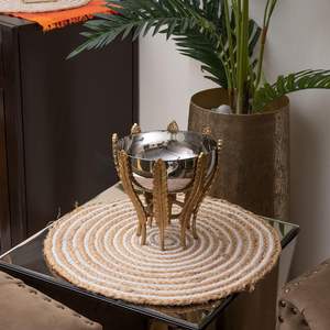 Bol décoratif artisanal en acier inoxydable plaqué or, porte-fruits et légumes de luxe pour la décoration de la maison et de la cuisine - Product Image 2