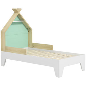AIYAPLAY Lit d'enfant 3-8 ans en forme de maison avec côtés en bois, 144x74x110cm, vert - Product Image 1