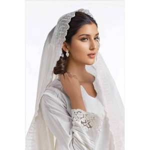 Dupatta de Georgette Bordada en Color Blanco Hueso para Mujer, Diseño Floral Elegante, Ligera y Transpirable para la Temporada de Otoño - Product Image 6