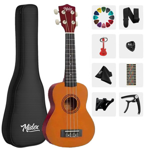 23 Inch Orange Concert Ukulele <b>Kit</b> with Wall Hanger, Bag, Strap, Picks & Method <b>Book</b> | Midex UKX-233YL - Product Image 1