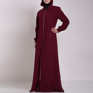 Thobe / Thawb femmes Eid musulman à capuche Abaya Robe longue arabe dubaï modeste Abayas couleur unie pour fille Logo personnalisé OEM - Product Image 5
