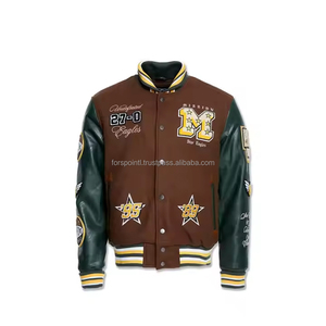 Custom New Men Wool Body Leather Sleeves Embroidered Chenille Patches Varsity Jacket Letterman Baseball College Jacket - Product Image 3