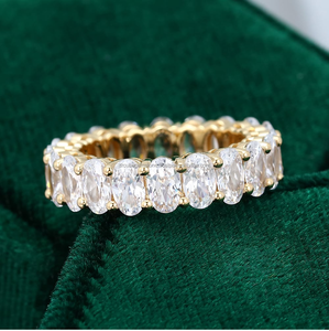 Banda de boda de moissanita de corte ovalado 3X5MM de oro para mujer, banda de eternidad completa, acentos de punta, ofertas increíbles, compromiso de cantidad a granel - Product Image 6