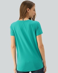 Nuevas camisetas casuales de estilo Vintage de gran tamaño para mujer, algodón ecológico, transpirable, teñido liso a granel - Product Image 3
