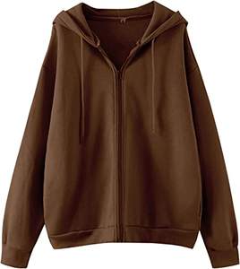 <b>Womens</b> Solid Zip-up Hoodie <b>Fleece</b> Winter Casual Woven Hooded Collar Plain Dyed Technique - Product Image 2