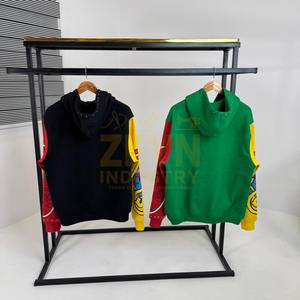 Streetwear pour hommes Sweats à capuche imprimés en blocs de couleurs Money Graphic Zip Up Fashion Hip Hop Sweatshirts à capuche avec strass imprimés OEM - Product Image 2