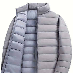 เสื้อแจ็กเก็ตทรงพองสำหรับผู้ชายซิปขึ้นทรงโอเวอร์ไซส์ผ้าแคนวาสอุ่นนุ่มผลิตตามสั่ง - Product Image 1