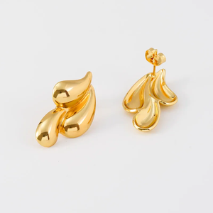 ต่างหูหมุดแฟชั่นสไตล์วินเทจต่างหูหมุดสแตนเลส304ชุบทอง18K ลายดอกไม้เรขาคณิตสไตล์วินเทจ - Product Image 6