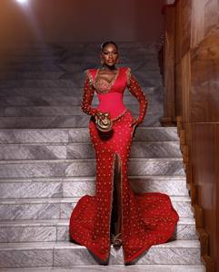 Elegante Vestido de Novia Somalí con Escote en V, Antiarrugas, con Sujetador Incorporado, Mezcla de Seda, Tela de Encaje en Colores Pastel, Largo hasta el Suelo, para Bodas Nikah - Product Image 3