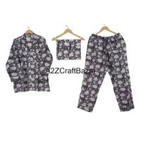 Ensemble de pyjamas pour femmes en coton 100% pur, doux, à imprimé floral, décontracté pour l'été, vêtements de plage, vente en gros