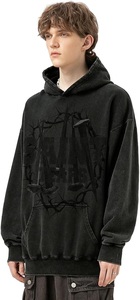 Sweat à capuche pour hommes lavé à l'acide avec logo personnalisé 500gsm French Terry Dtg Printing Streetwear Heavyweight Vintage - Product Image 5