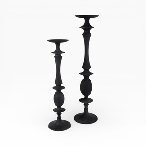 Portavelas Modernos Negros Mate en Pareja con Diseño de Bola Esculpida para Decoración de Mesa Contemporánea - Product Image 6