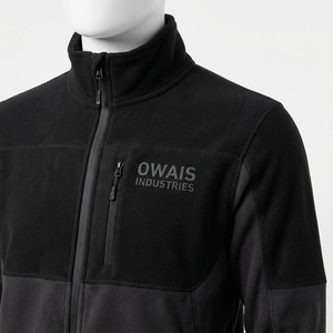 Ensemble de survêtement noir pour homme OWAIS, fermeture éclair intégrale, col montant, vêtements de sport décontractés avec poches latérales, coupe régulière, tenue d'automne - Product Image 2