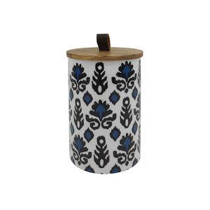 กล่องเก็บของโลหะทรงกลมฝาไม้ธรรมชาติ & สีดำ & สีขาวสำหรับวางบนโต๊ะเก็บอาหารดีไซน์สุดเจ๋ง - Product Image 4