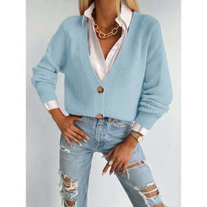 Blusa de punto con detalle de botón, 11783 - Azul - Product Image 3