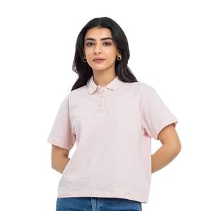 Etiqueta privada de mujer de gran tamaño para Polo Cómodo y transpirable de punto Patrón sólido Estilo informal - Product Image 1