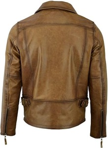 Motorcycle Genuine Leather <b>Jacket</b>-Hand-picked Genuine Top-Grain Cowhide Leather <b>Biker</b> <b>Jacket</b> for Men Waterproof Breathable - Product Image 2