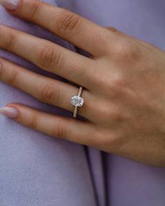 10x8mm Cushion Cut Moissanite Diamond Engagement Ring | Solitaire Pave Band 18K Gold Plated Sterling Silver |Bridal Wedding Fine - Product Image 1