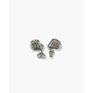 Rhodium Plated Cubic Zirconia <b>Heart</b> Stud <b>Earrings</b>-Trendy Geometric Cute Party Jewelry - Product Image 3