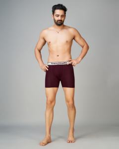 Trendmalls Hombre Birla Micro Modal Boxer Peinado Microfibra Elastano Stretch Solid Boxer (Vino) - Product Image 1