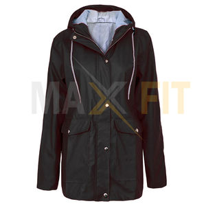 Maxfit เสื้อโค้ทกันน้ำมีฮู้ดสำหรับผู้ชาย, เสื้อแจ็คเก็ตผ้าใบสีล้วนคอตั้งกันลมฤดูหนาว - Product Image 2