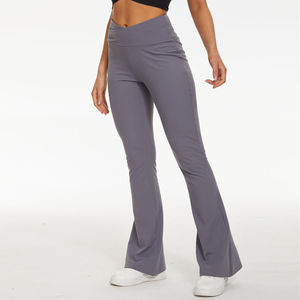 Custom Logo <b>Women</b> Flare Pants Yoga Leggings <b>Trousers</b> Casual Cross Waist High Performance Flared Yoga Pant - Product Image 3