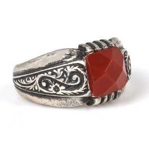 Bague Chevalière Tendance pour Homme en Argent Sterling 925 avec Pierre d'Agate Rouge Carrée, Plaqué Or Rose et Rhodium, Sertissage Clos, Cadeau Idéal - Product Image 2