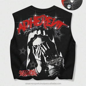 Camiseta sin mangas personalizada para hombre, corte regular, 100% algodón, estilo vintage, oversize, transpirable, streetwear, fabricante de serigrafía - Product Image 1