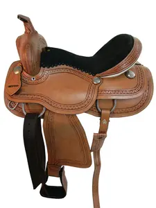 Western Saddle Barrel Racing Trail Horse Tooled Leather 10-16 Accesorios a juego Hermoso diseño de cuero - Product Image 3