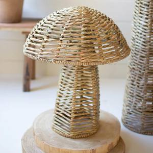 Champignon de jonc de mer de Style Chic côtier fait à la main ensemble de deux champignons de jonc de mer tissés pour la table - Product Image 2