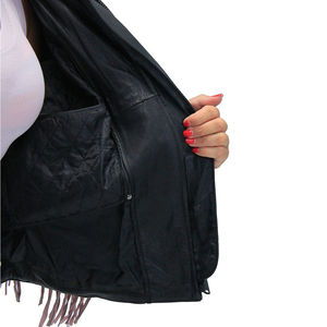 Article frais Conception de la demande du client Veste en cuir à fermeture éclair Produits à forte demande Veste en cuir véritable vintage pour femme - Product Image 3