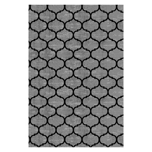 Tapis de salon antidérapant en chenille gris anthracite, motif géométrique contemporain imprimé numériquement, lavable en machine - Vente en gros RUGS DEPOT LXDP-0598 - Product Image 1