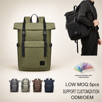Tas Ransel BEARKY Tahan Air Model Gulung Warna Hitam Minimalis Kapasitas Besar untuk Perjalanan dan Aktivitas Luar Ruangan dengan Kantong Depan