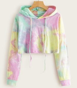 Último diseño logotipo personalizado de gran tamaño Crop Top pulóver sudadera recortada Hoody mujeres Crop Top Hoodies - Product Image 2