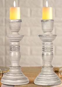 Portavelas de Madera de Mango Blanco Hecho a Mano |   Diseño Moderno y Sencillo |   Decoración para Mesa de Boda, Navidad y Sala de Estar - Product Image 3