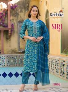 Maruti Fashion Rayon Kurtis Pant Nazneen Dupatta, todas las tallas disponibles, con estampado foil y bordado, estilo cápsula, para fiestas indias y pakistaníes. - Product Image 6